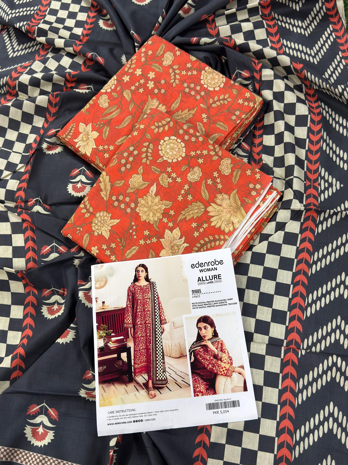 🌸 Edenrobe Banadora 🌸 Lawn Unstitched 3 Pieces in Wholesale Price 🔥🧡