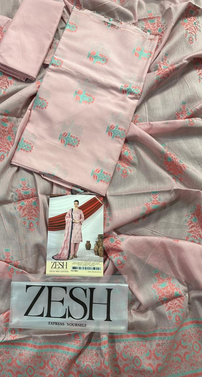 ZESH Unstitched Jacquard 100% Original 3 PCs Suit In WHOLESALE PRICE 💯✨