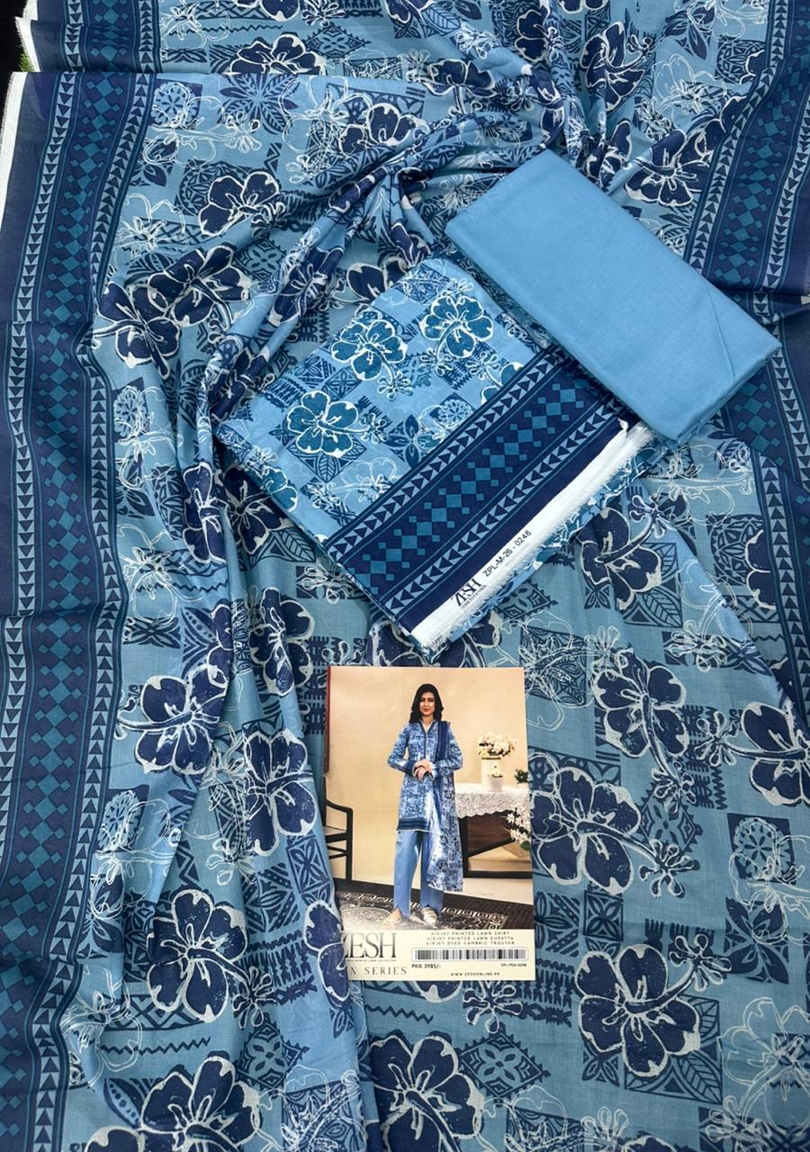 ZESH Unstitched Lawn 100% Original 3 PCs Suit In WHOLESALE PRICE 💯✨