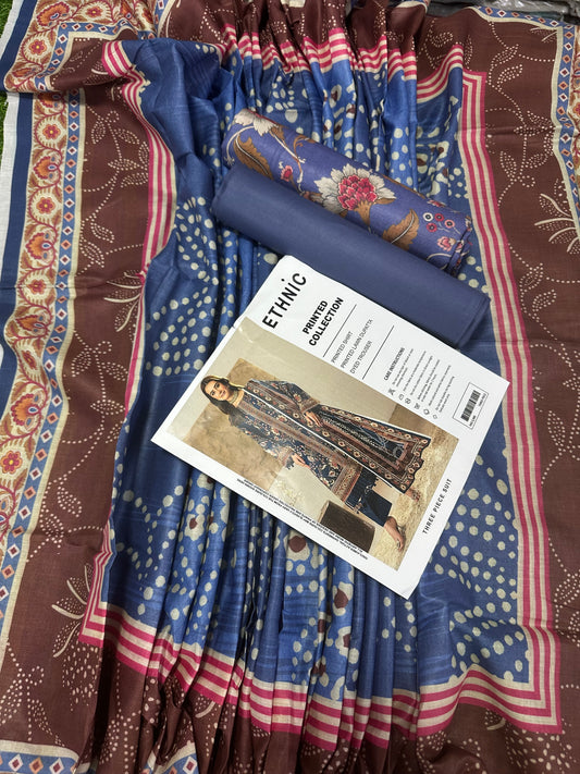 Ethnic Blue Printed 3Pcs