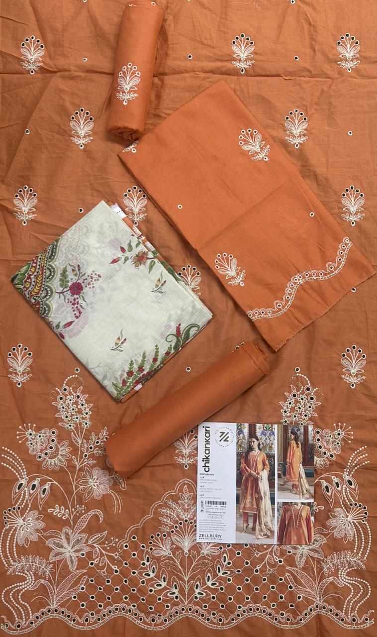 🌸✨ Zellbury Signature Unstitched Fancy Chikankari Luxury 3 Pieces ✨🌸