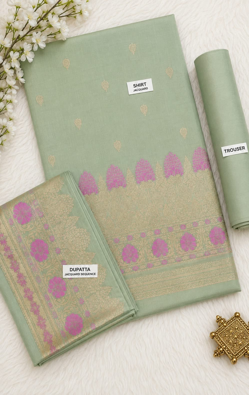 Zaman Pistachio Jacquard 3Pcs