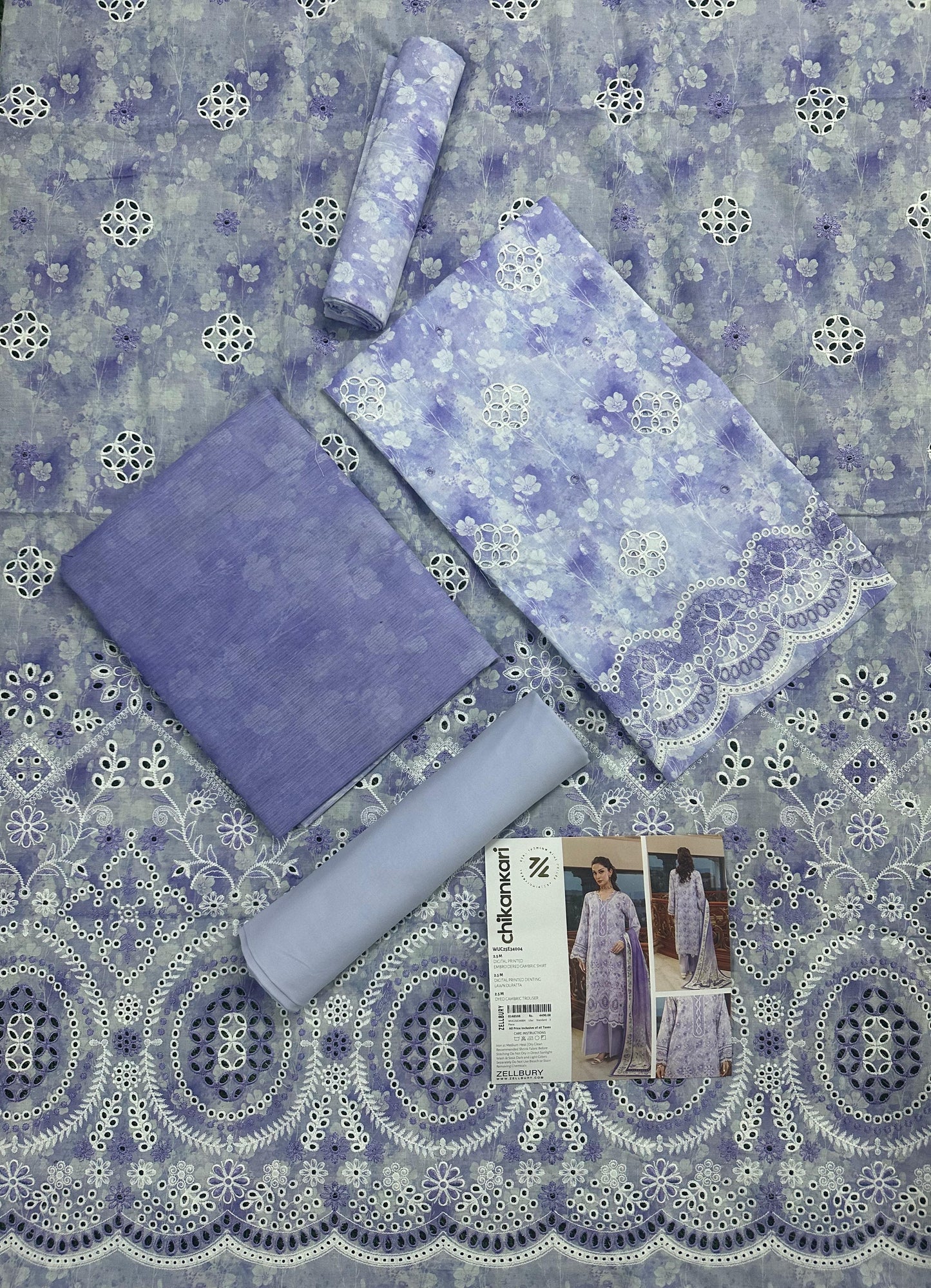 🌸✨ Zellbury Signature Unstitched Fancy Chikankari Luxury 3 Pieces ✨🌸