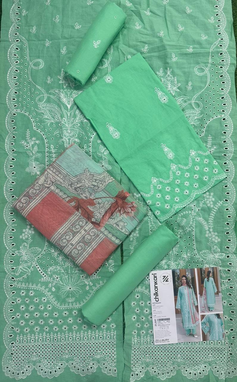 🌸✨ Zellbury Signature Unstitched Fancy Chikankari Luxury 3 Pieces ✨🌸