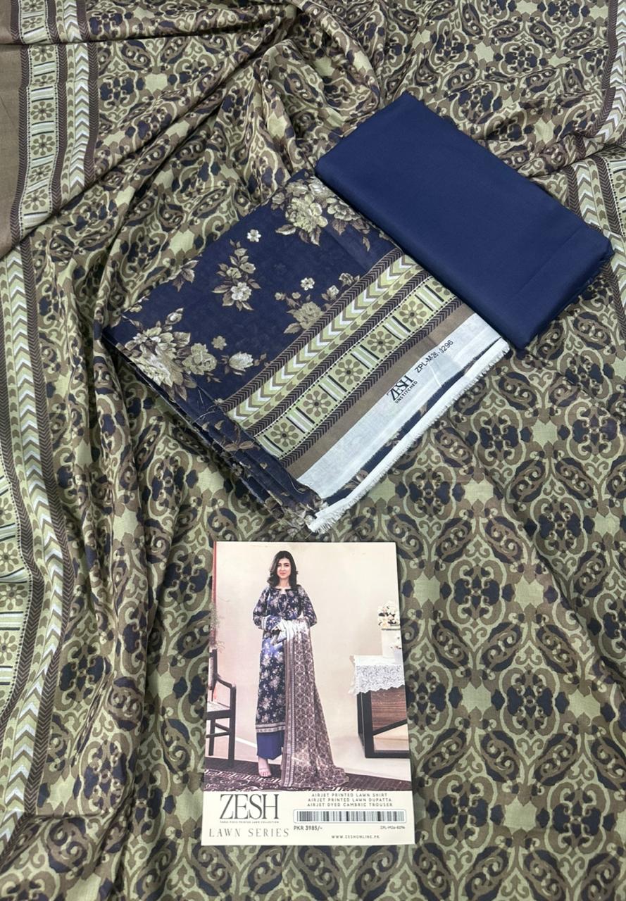 ZESH Unstitched Lawn 100% Original 3 PCs Suit In WHOLESALE PRICE 💯✨