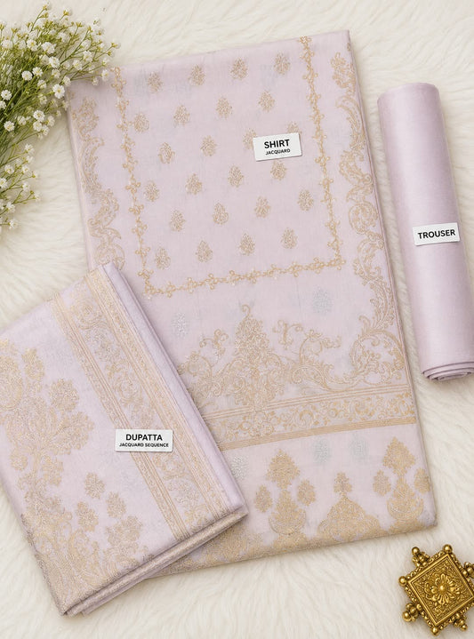 Zaman Pink Gold Jacquard 3Pcs