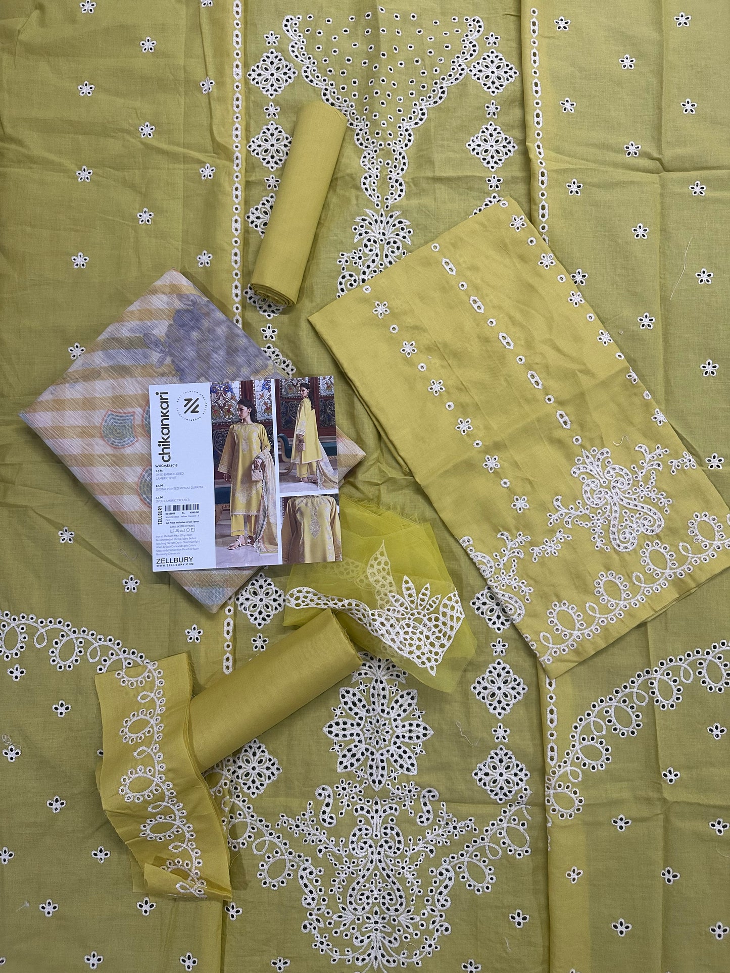 🌸✨ Zellbury Signature Unstitched Fancy Chikankari Luxury 3 Pieces ✨🌸