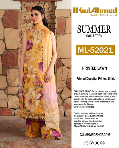 🌸 GulAhmed Summer Collection 2025 🌸 Premium 3 Piece Unstitched Lawn Suits featuring elegant digital prints and soft dyed cotton trousers.