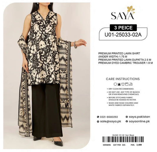 SAYA Collection 2025 | 3 Piece Unstitched Digital Printed Lawn | Airjet Lawn Shirt, Dupatta & Trouser 🔥