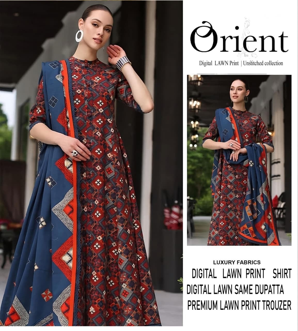 Orient Unstitched Lawn 3 Piece in Wholesale Price 🔥