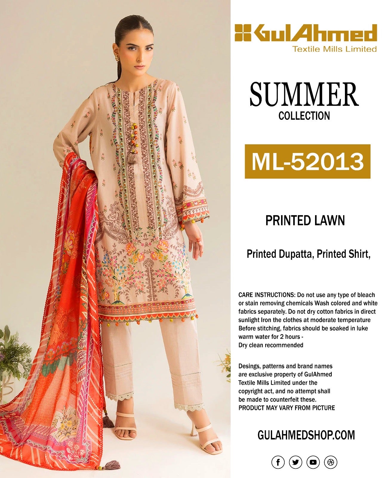 🌸 GulAhmed Summer Collection 2025 🌸 Premium 3 Piece Unstitched Lawn Suits featuring elegant digital prints and soft dyed cotton trousers.