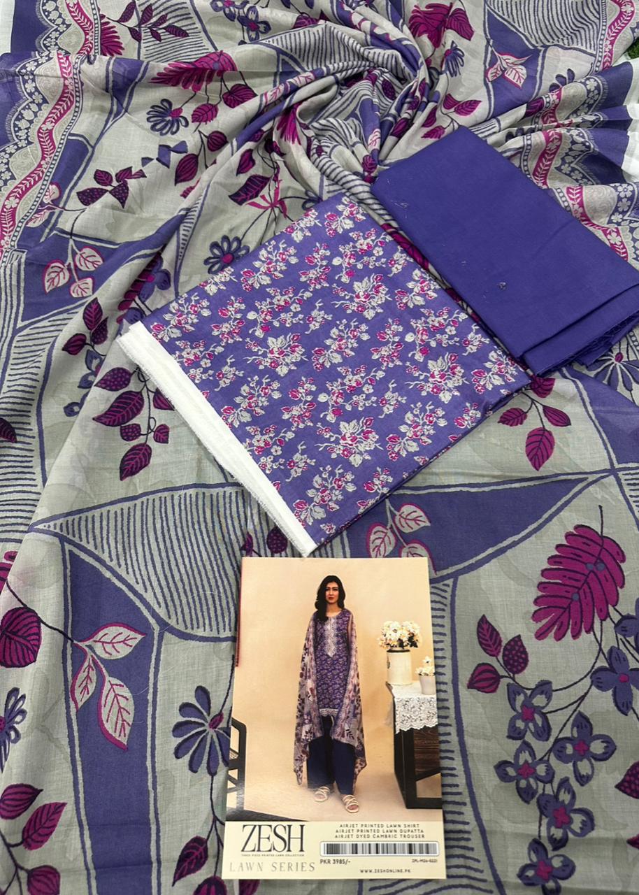ZESH Unstitched Lawn 100% Original 3 PCs Suit In WHOLESALE PRICE 💯✨