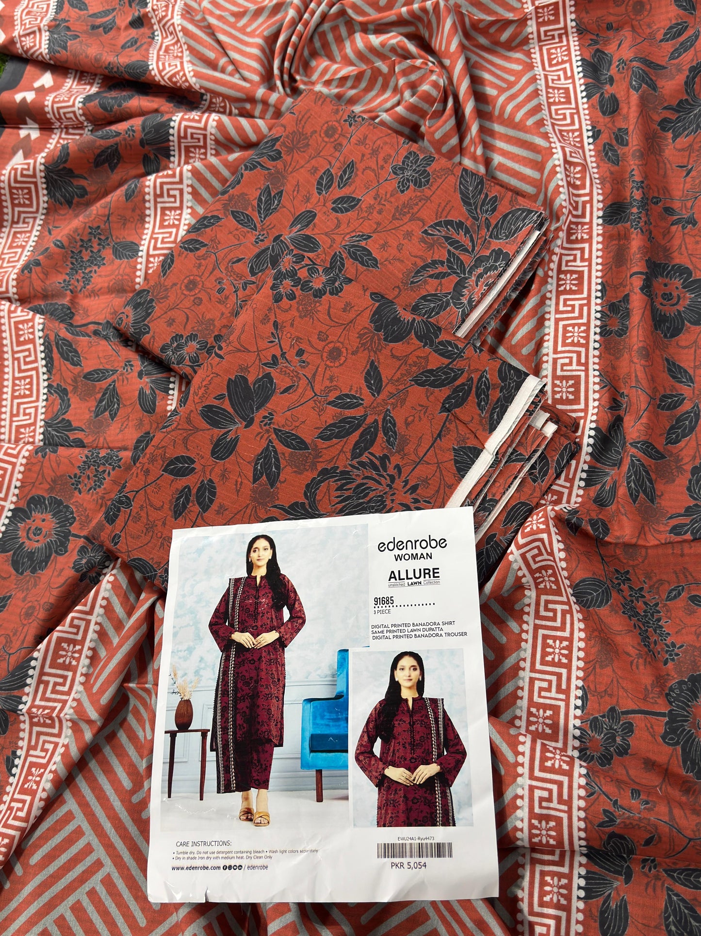 🌸 Edenrobe Banadora 🌸 Lawn Unstitched 3 Pieces in Wholesale Price 🔥🧡