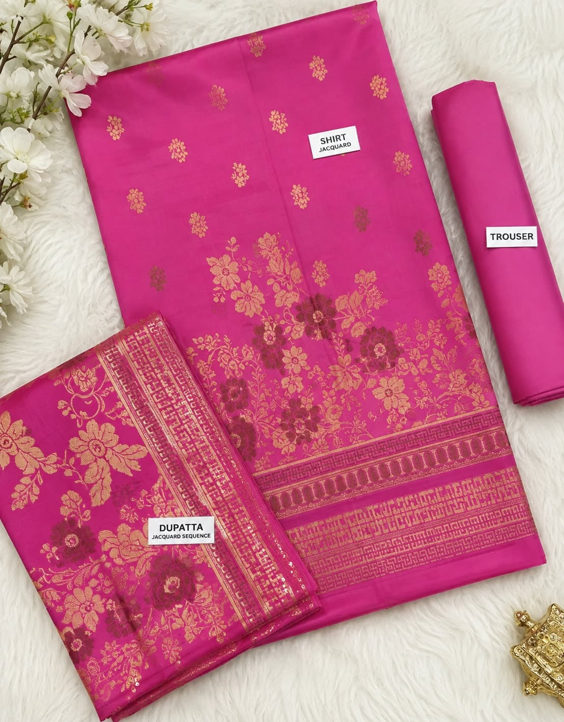 Zaman Pink Jacquard 3Pcs
