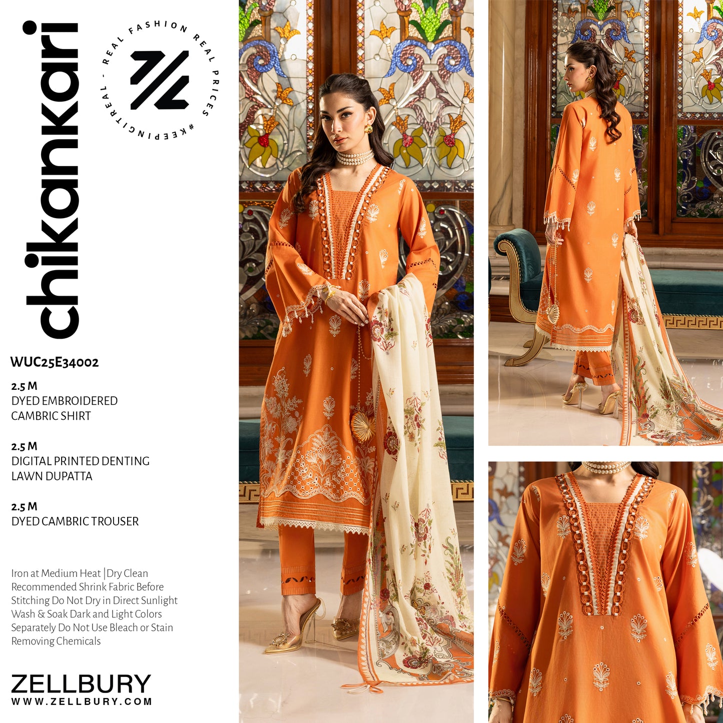 🌸✨ Zellbury Signature Unstitched Fancy Chikankari Luxury 3 Pieces ✨🌸