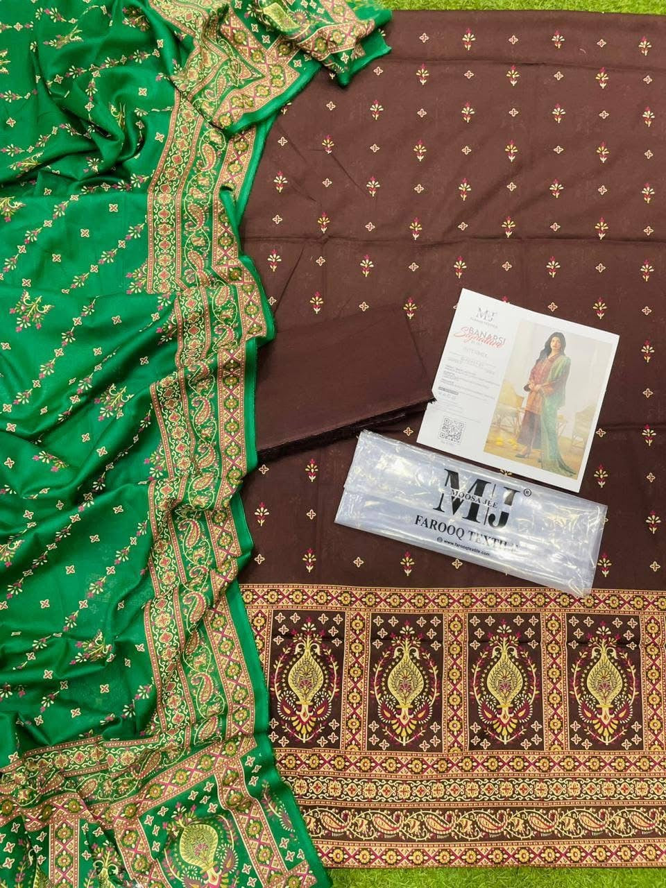✨ Gold Paste Printed by MJ ✨ Lawn Unstitched Lawn 100% Original Lawn 3 Pieces ❤️🔥