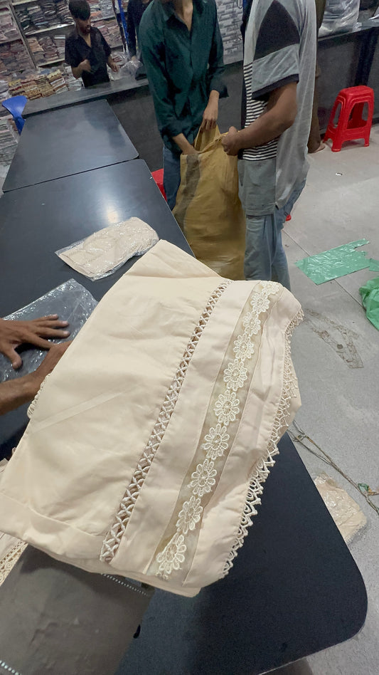 Cotton Stitched Plazo In Skin 🤩