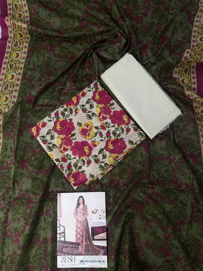 ZESH Unstitched Lawn 100% Original 3 PCs Suit In WHOLESALE PRICE 💯✨
