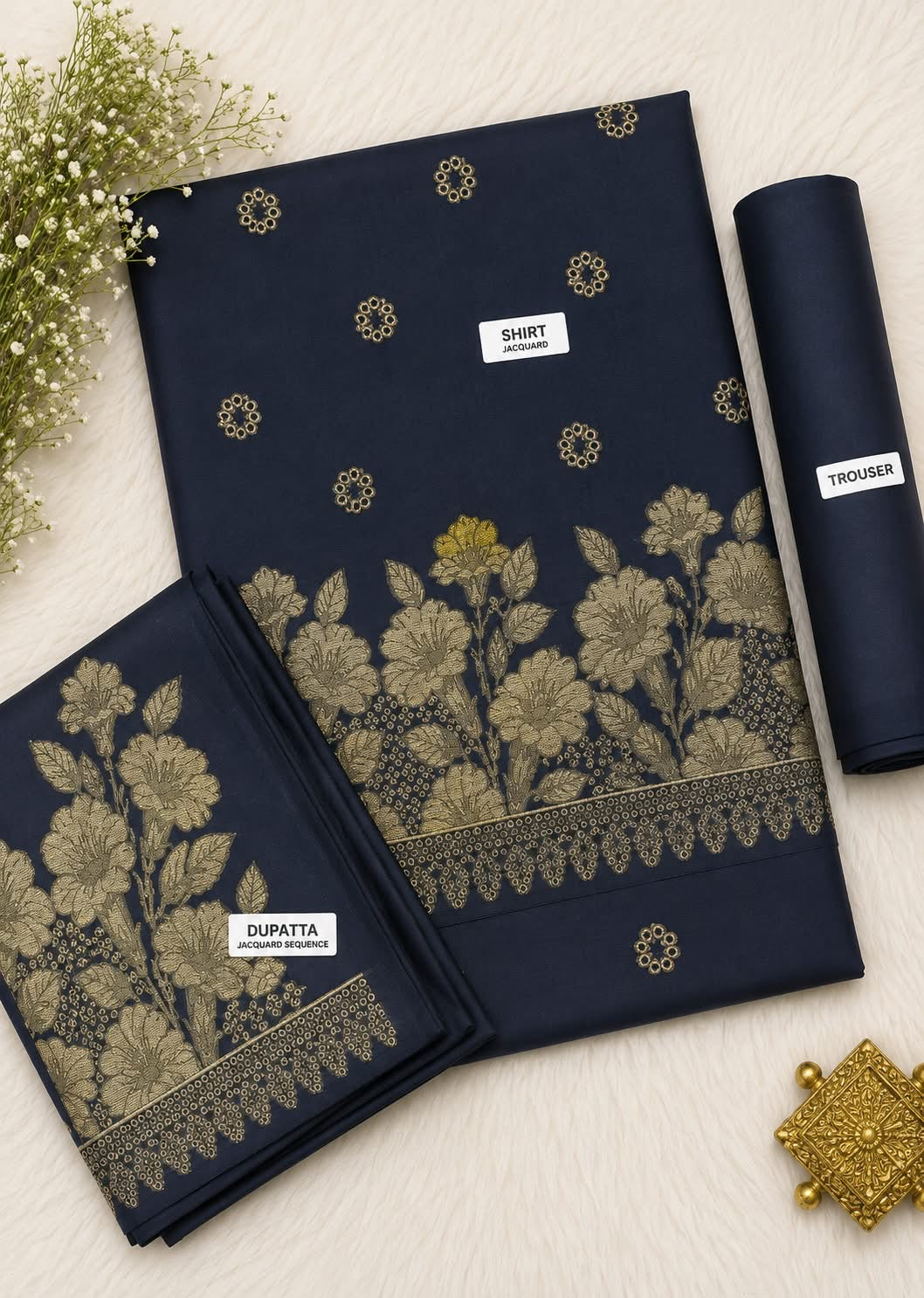 Zaman Black Gold Jacquard 3Pcs