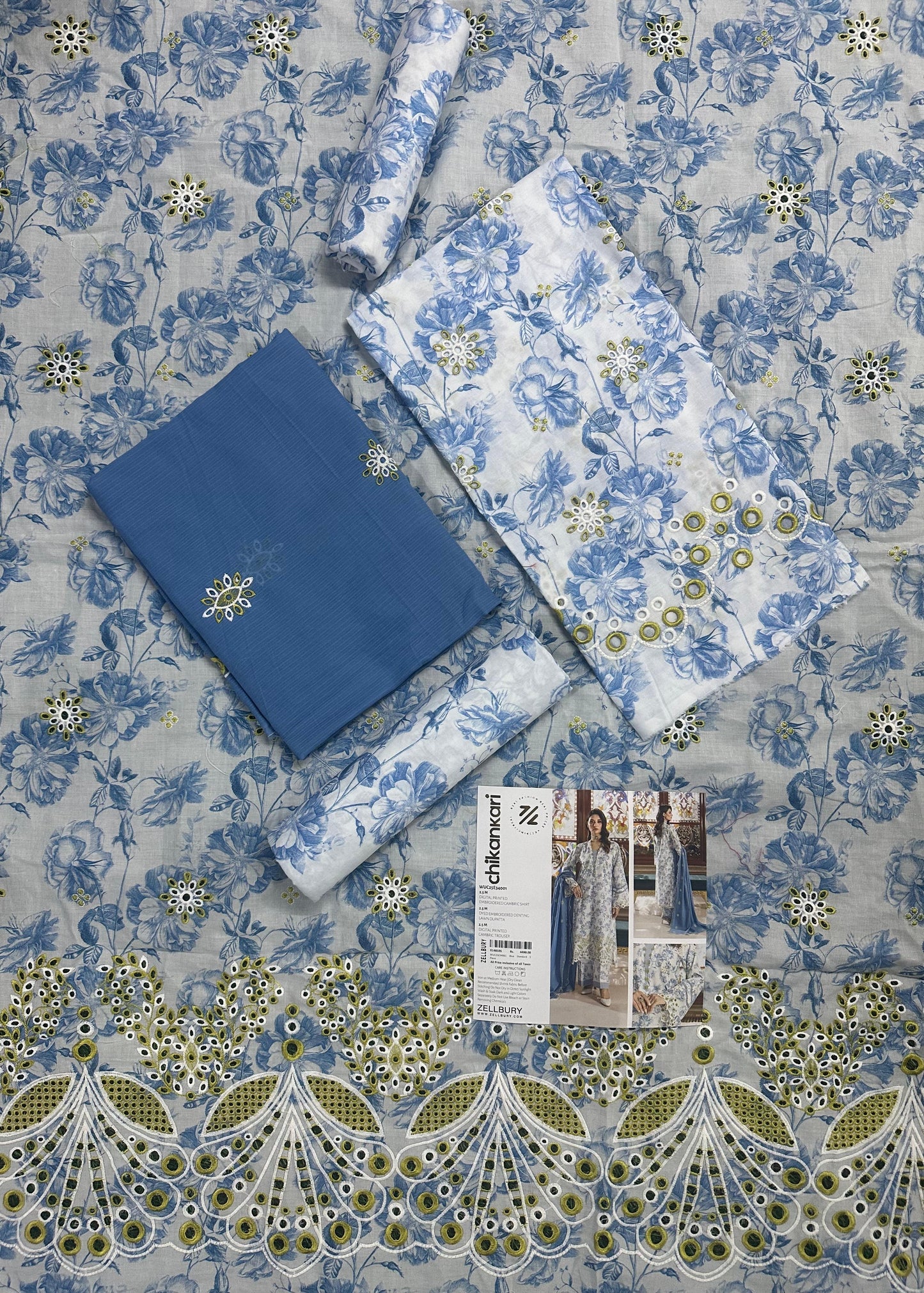 🌸✨ Zellbury Signature Unstitched Fancy Chikankari Luxury 3 Pieces ✨🌸
