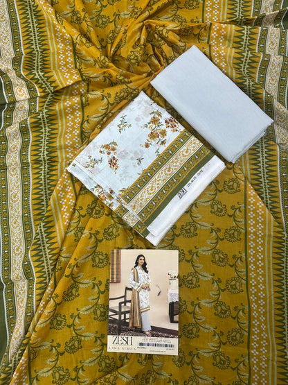 ZESH Unstitched Lawn 100% Original 3 PCs Suit In WHOLESALE PRICE 💯✨
