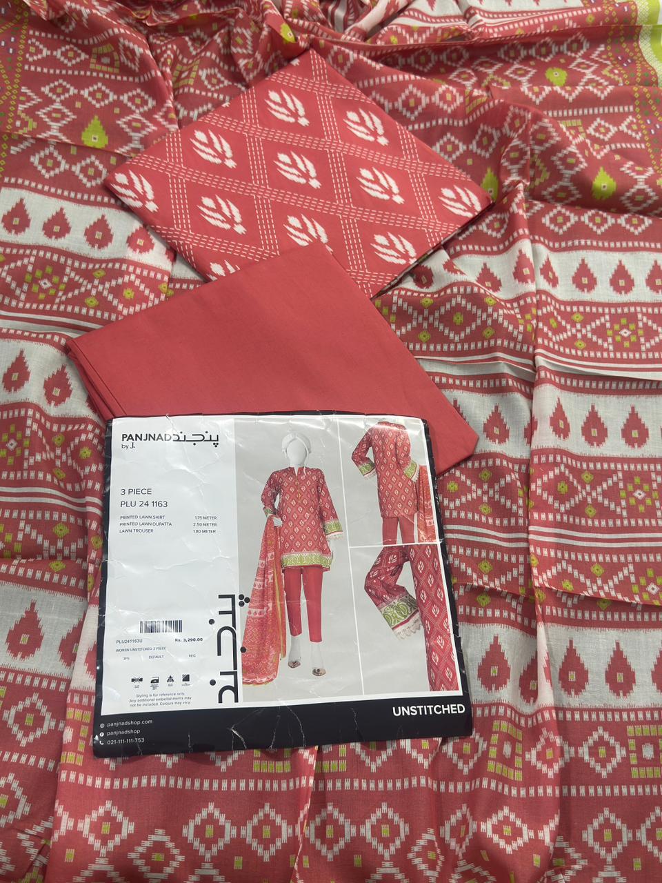 ✨J. PANJNAD 100% Original Unstitched 3 Piece✨