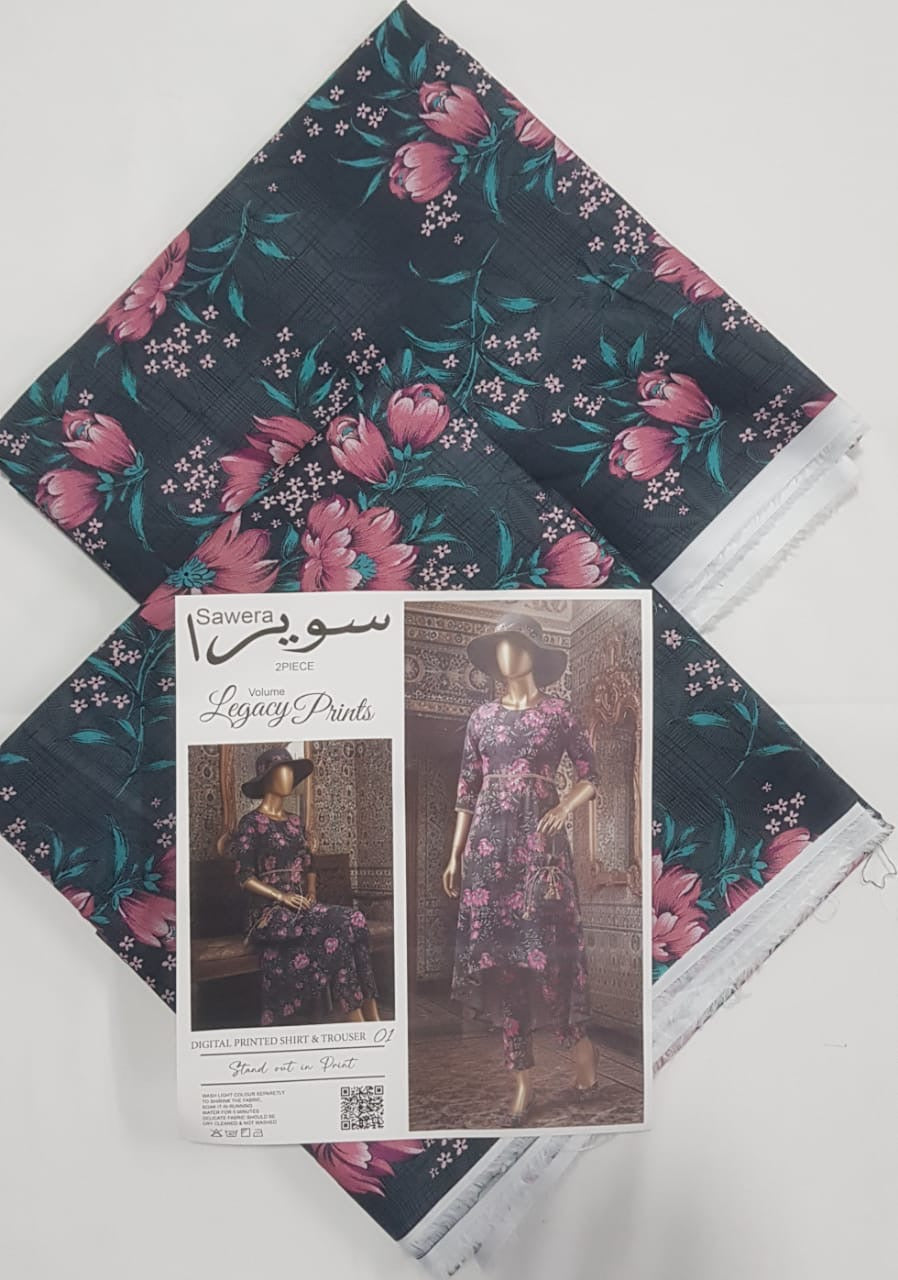 🌟 SAWERA Legacy Prints 100% Original Lawn 2 PC Unstitched – Series 2025 🌟