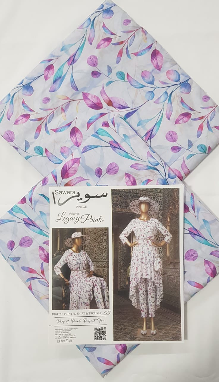 🌟 SAWERA Legacy Prints 100% Original Lawn 2 PC Unstitched – Series 2025 🌟