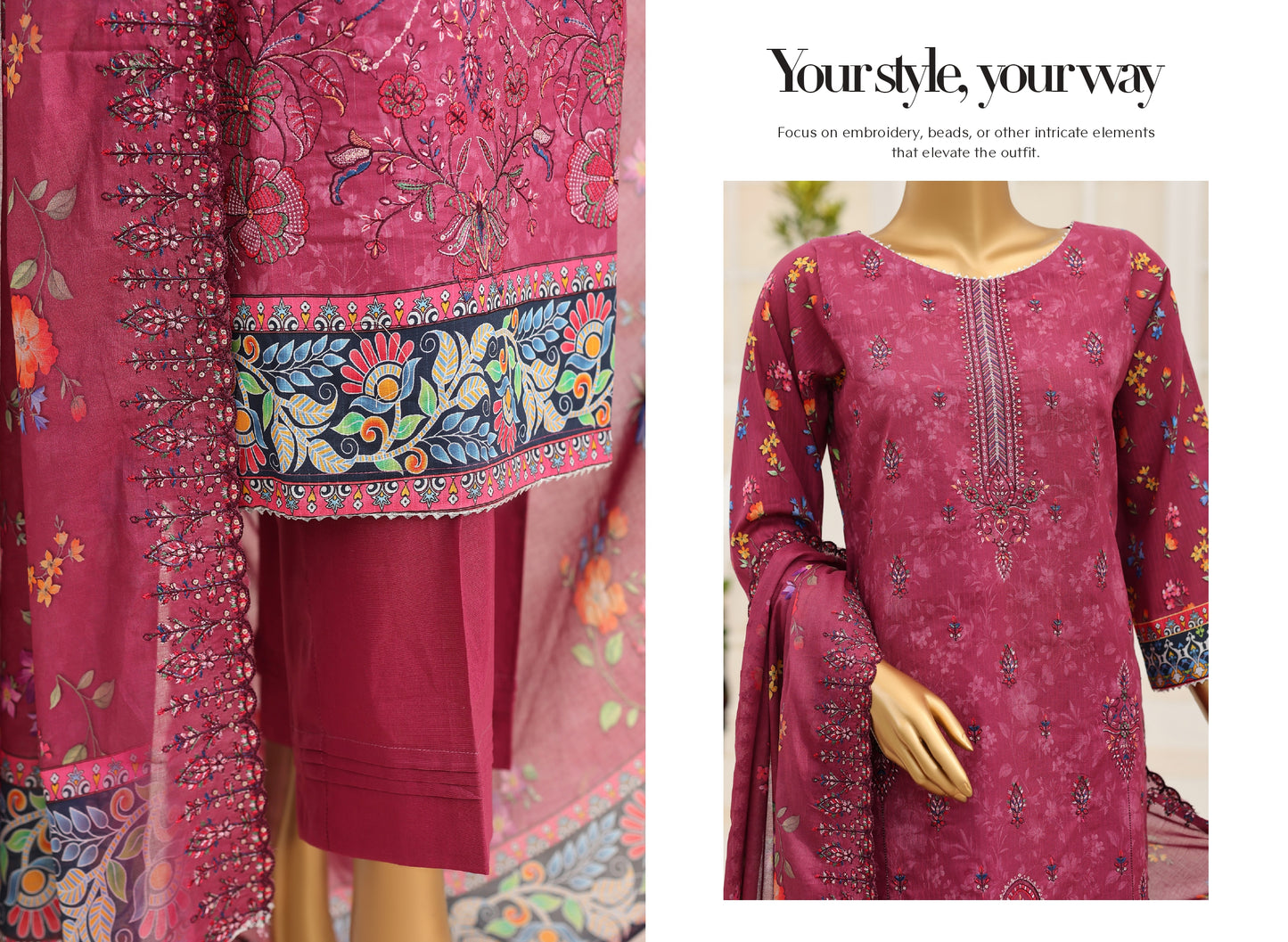 MTF – FITRUS 3pcs Unstitched Embroidery Collection