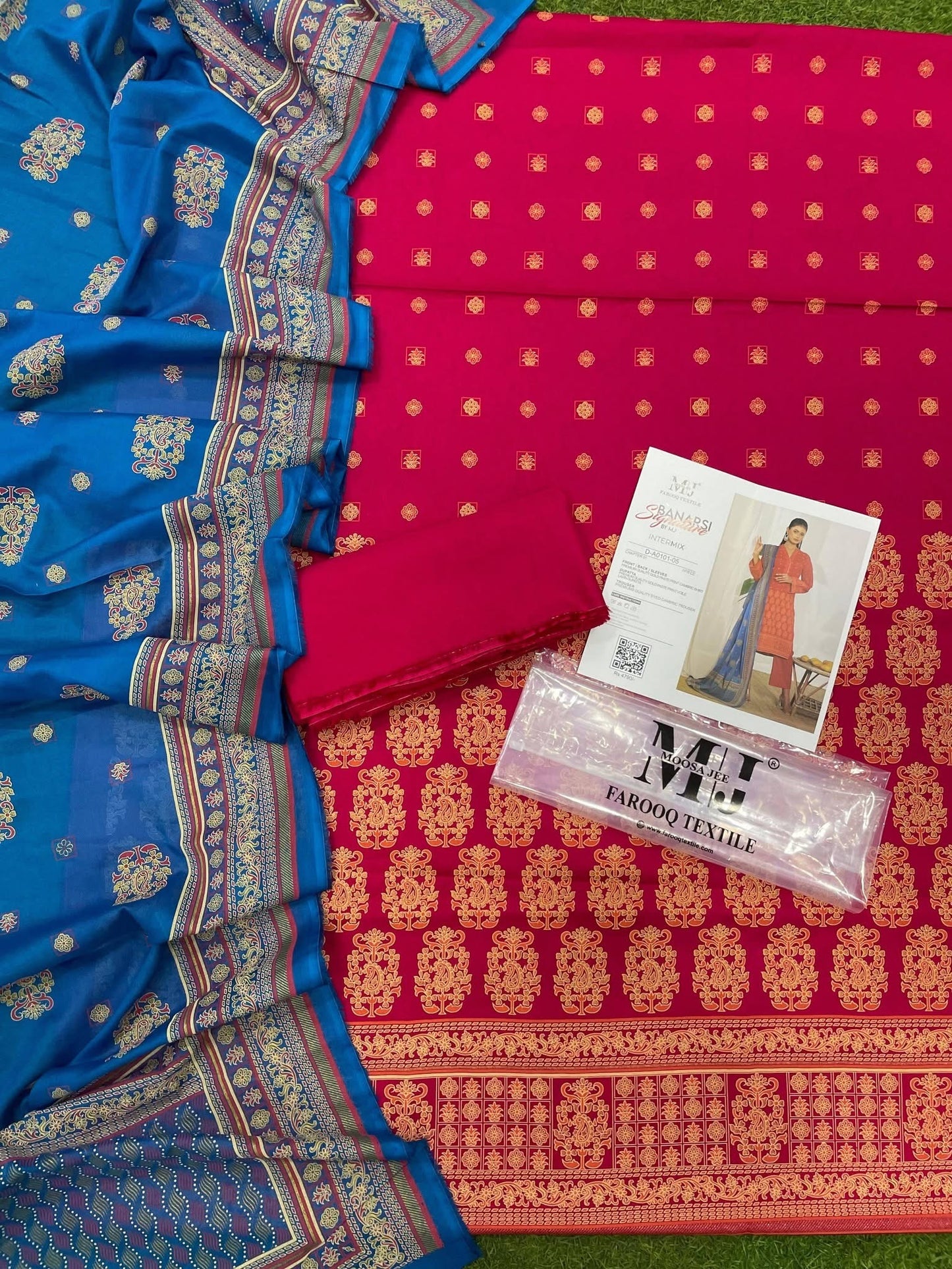✨ Gold Paste Printed by MJ ✨ Lawn Unstitched Lawn 100% Original Lawn 3 Pieces ❤️🔥