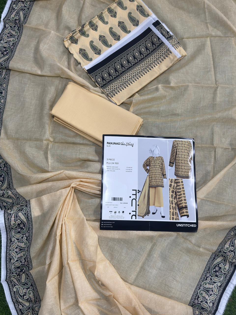 ✨J. PANJNAD 100% Original Unstitched 3 Piece✨