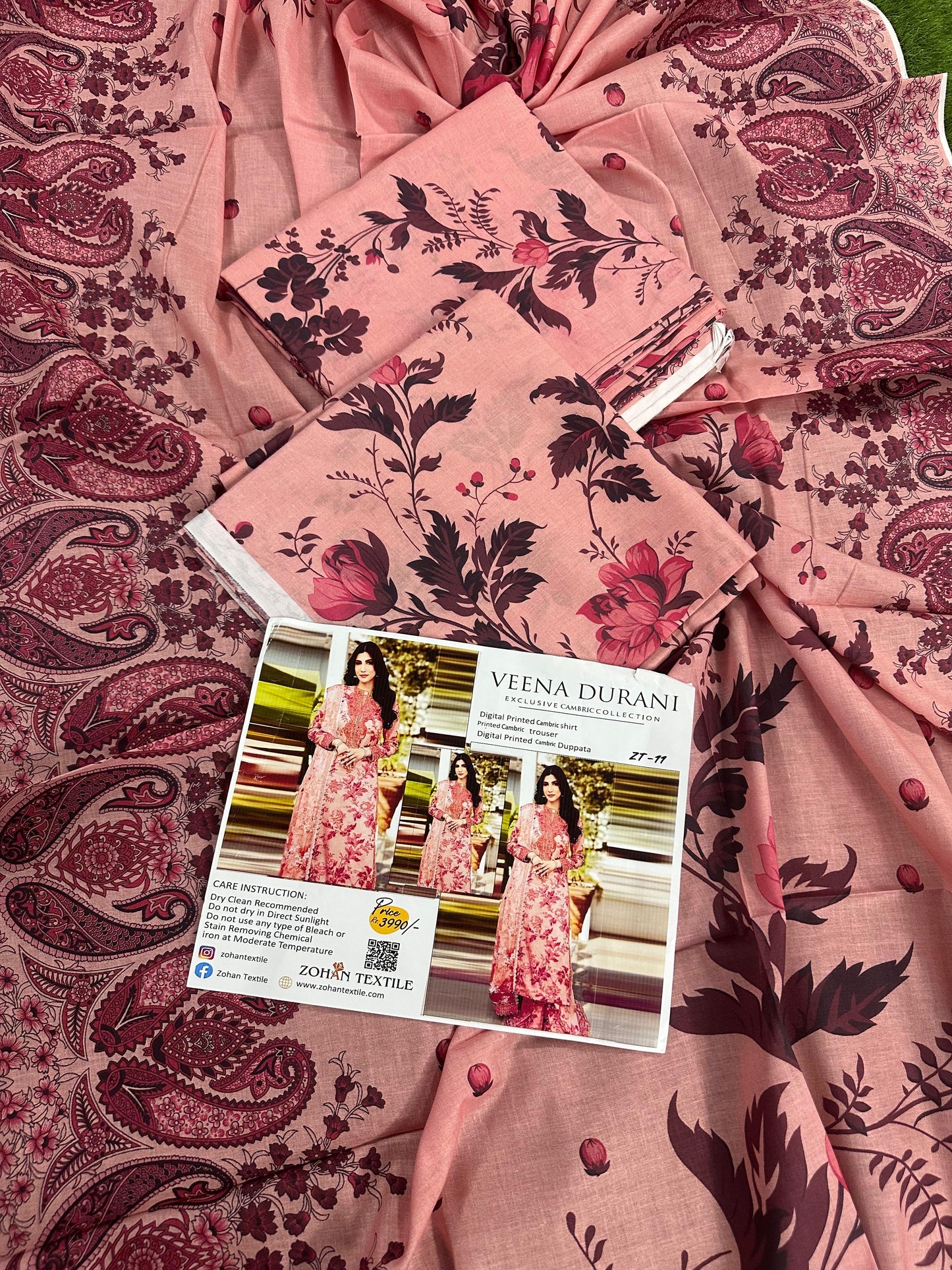 VEENA DURRANI Unstitched Lawn 3 Piece in Wholesale Price 🔥