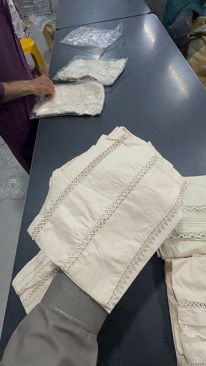 Cotton Stitched Plazo In Skin 🤩