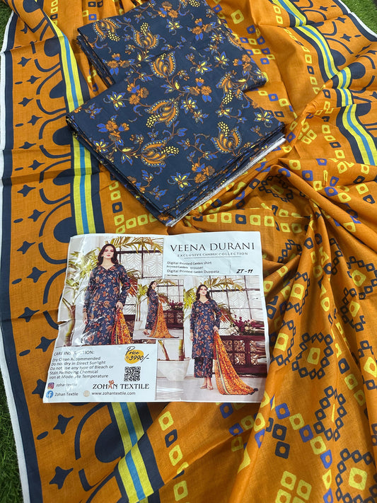 VEENA DURRANI Unstitched Lawn 3 Piece in Wholesale Price 🔥
