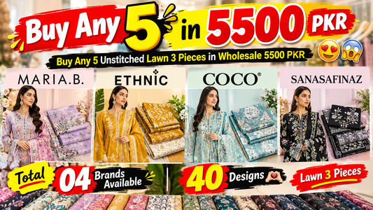 Buy 5 Randomly Designs 3 Pieces in Rs.5500