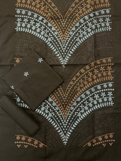 MARIA B–2PC DARK BROWN Emb Lawn #3411