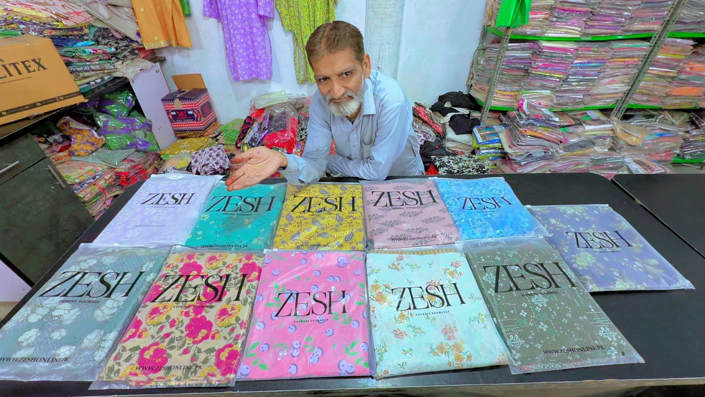 ZESH Unstitched Lawn 100% Original 3 PCs Suit In WHOLESALE PRICE 💯✨