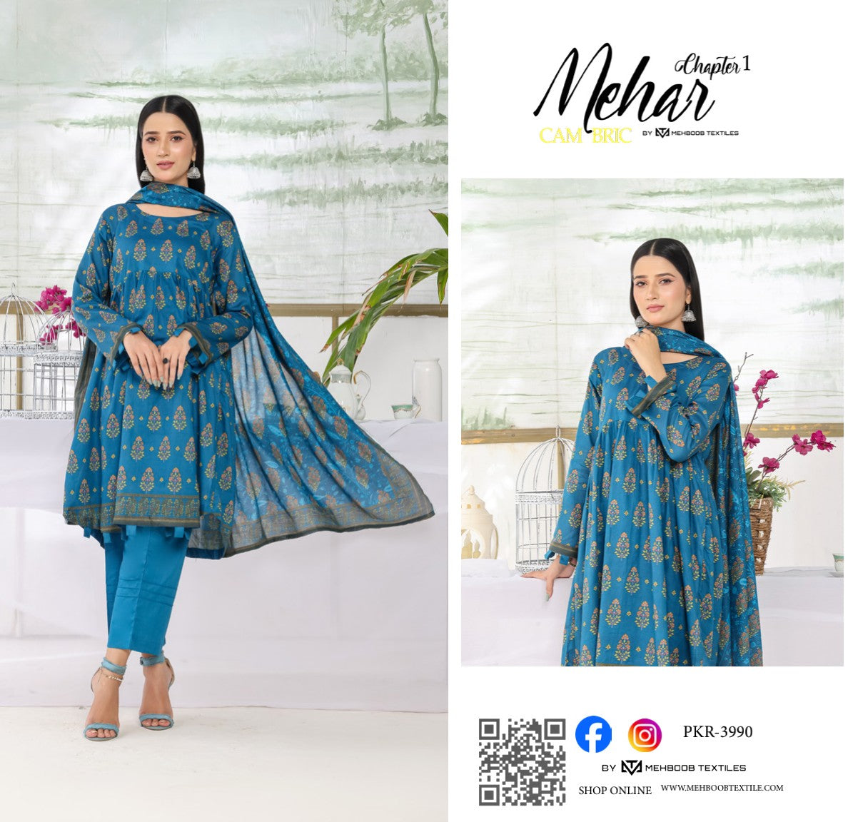 MEHAR Lawn 3P by Mehoob Textile