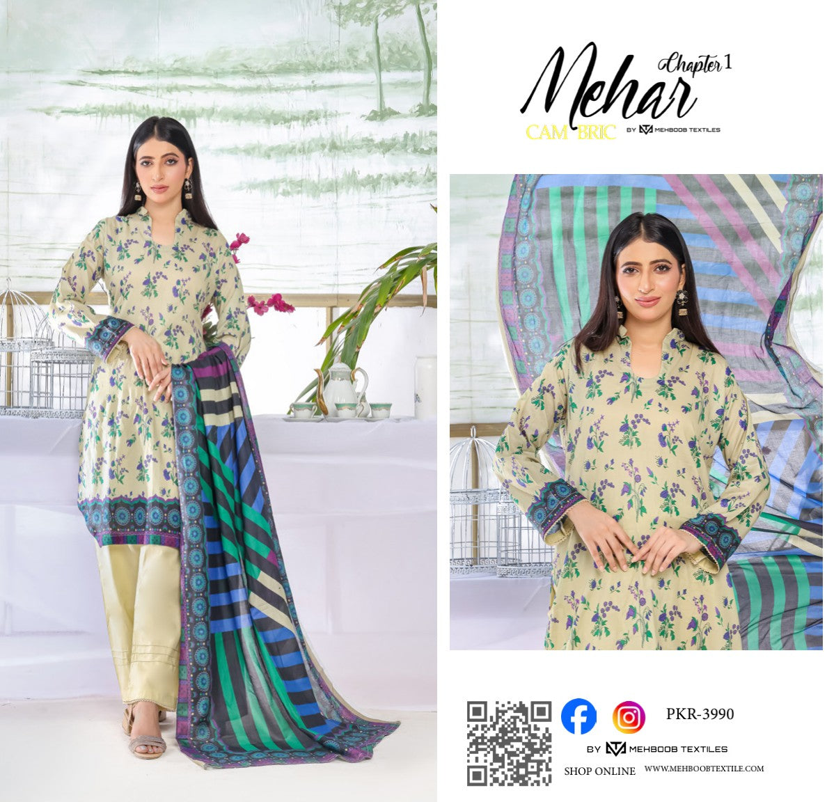 MEHAR Lawn 3P by Mehoob Textile