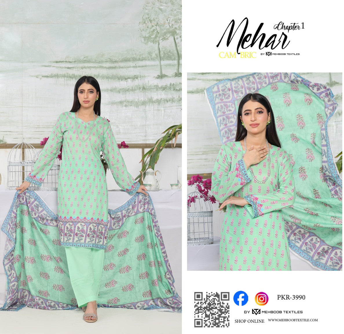 MEHAR Lawn 3P by Mehoob Textile