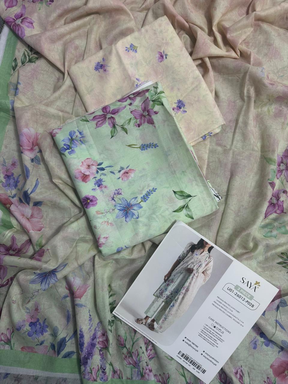 Saya Pistachio 3PCs Printed Lawn Unstitched Collection