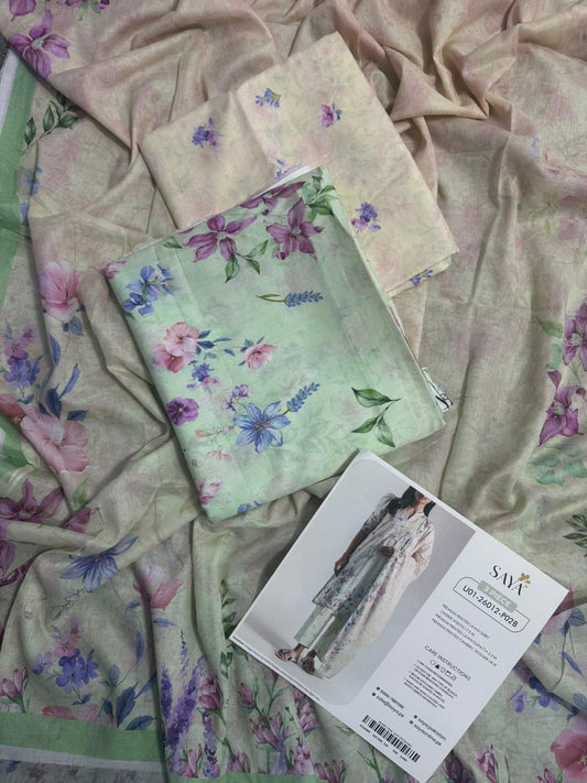 Saya Pistachio 3PCs Printed Lawn Unstitched Collection