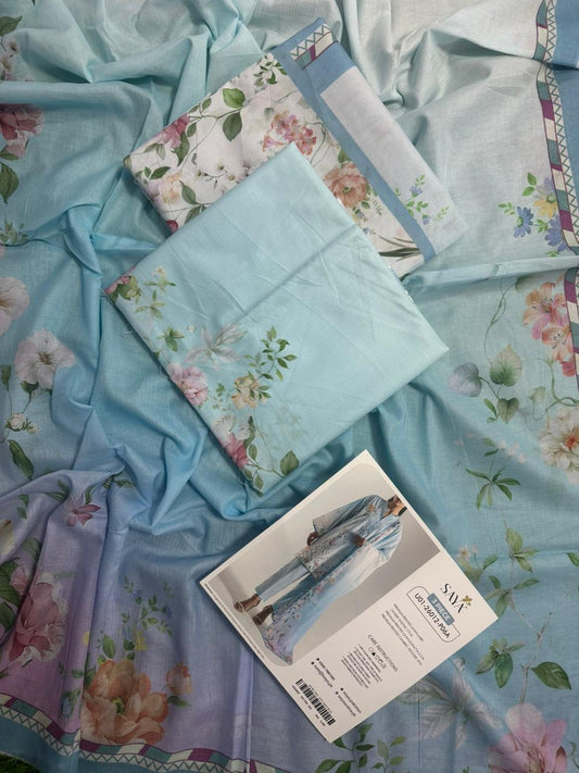 Saya Light Blue 3PCs Printed Lawn Unstitched Collection