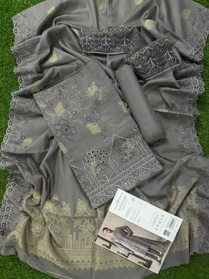 Bonanza Satrangi Smoke Grey Jacquard 3Pcs