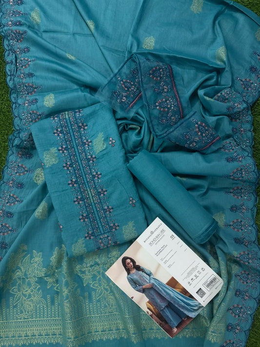 Bonanza Satrangi Seafoam Aqua Jacquard 3Pcs