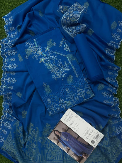 Bonanza Satrangi Midnight Blue Jacquard 3Pcs