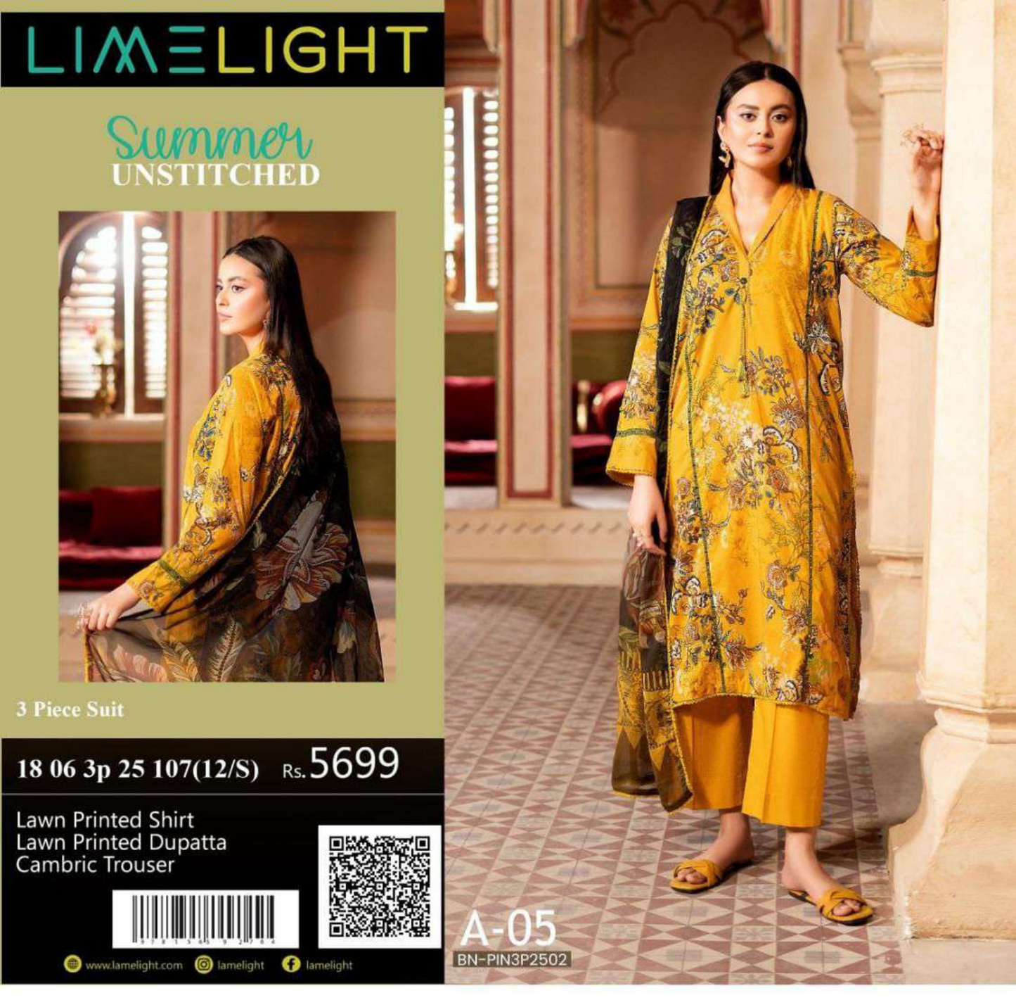 🌸 LIMELIGHT 🌸☀️ Summer 2025 ☀️💎 3 Piece Unstitched Lawn 💎