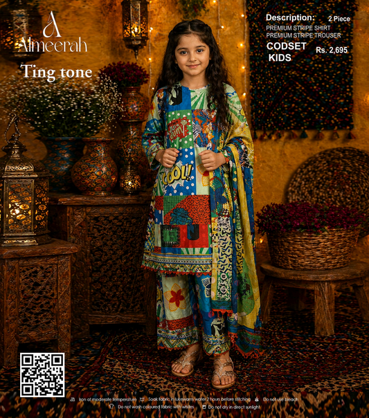 Almeerah Ting Tone Unstitched Kids 2Pcs Collection
