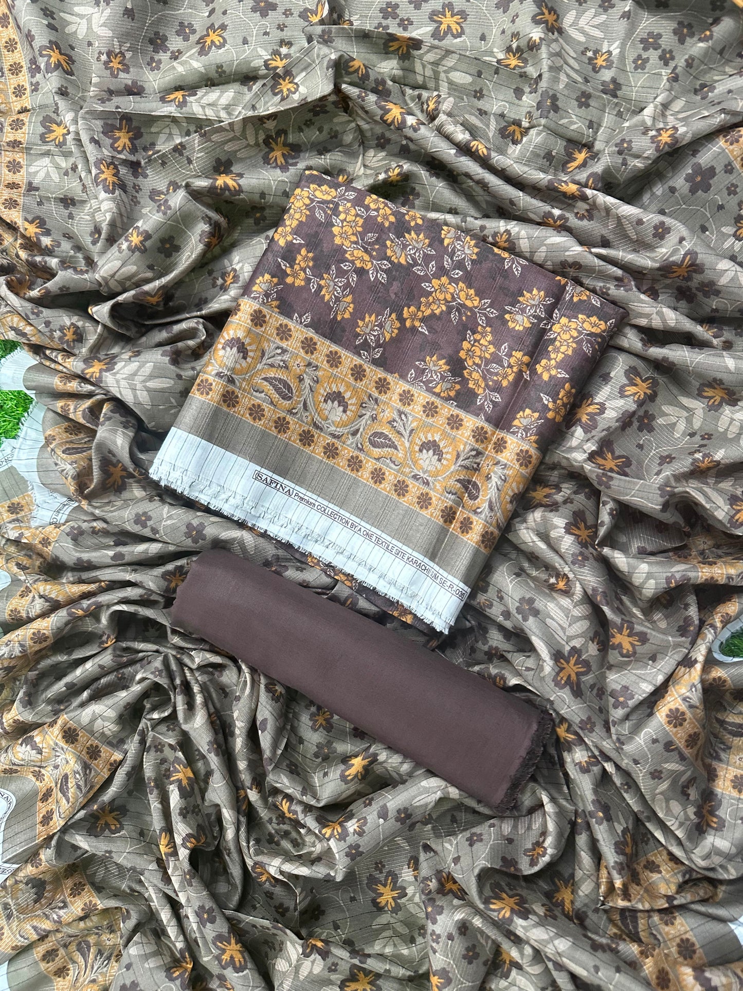 SAFINA BROWN PRINTED 3PCS