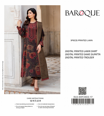 Baroque Unstitched Lawn 3 Pieces in Wholesale Price 🔥❤️